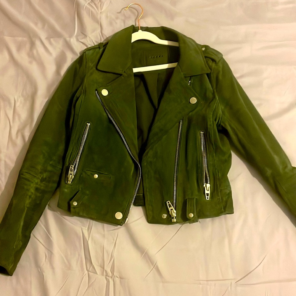 Green Blank NYC Suede Moto Jacket